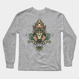 Elegant lion face with floral elements Long Sleeve T-Shirt